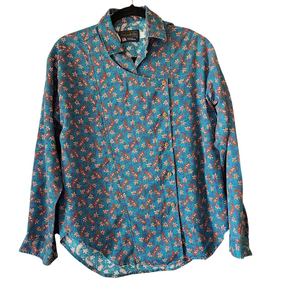Vintage Panhandle slim bib western button down Paisley Size M Cowgirl Floral